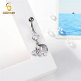 Lucky Jewelry Zircon Elephant Belly Button Piercing 14G Titanium Navel Earring