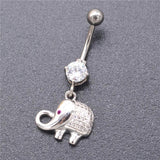 Lucky Jewelry Zircon Elephant Belly Button Piercing 14G Titanium Navel Earring