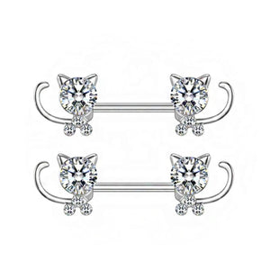 2pcs Stainless Steel Crystal Nipple Shield Tiger Flower Nipple Rings