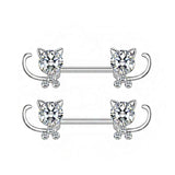 2pcs Stainless Steel Crystal Nipple Shield Tiger Flower Nipple Rings