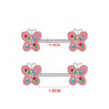 2pcs Stainless Steel Crystal Nipple Shield Tiger Flower Nipple Rings