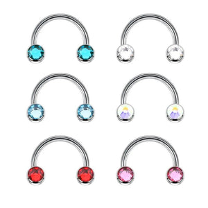 Titanium Nose Septum Ring 16G Crystal Gem Horseshoe Piercing Body Jewelry