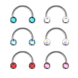 Titanium Nose Septum Ring 16G Crystal Gem Horseshoe Piercing Body Jewelry