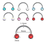 Titanium Nose Septum Ring 16G Crystal Gem Horseshoe Piercing Body Jewelry