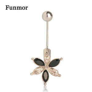 3 Flower Rhinestones Belly Button Ring For Women Girls