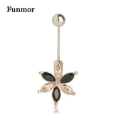 3 Flower Rhinestones Belly Button Ring For Women Girls