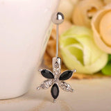 3 Flower Rhinestones Belly Button Ring For Women Girls