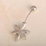 3 Flower Rhinestones Belly Button Ring For Women Girls