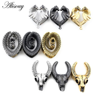 Dragon Snake Sheep Head Ear Tunnels Plugs Gauges 8-19mm