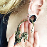 Tribal Brass Earrings Hoop & Silicone Double Flared Ear Taper Plug