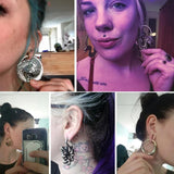 Tribal Brass Earrings Hoop & Silicone Double Flared Ear Taper Plug