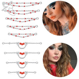 Red Crystal Double Nose Chain 316L Stainless Steel Nostril Piercing