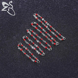 Red Crystal Double Nose Chain 316L Stainless Steel Nostril Piercing