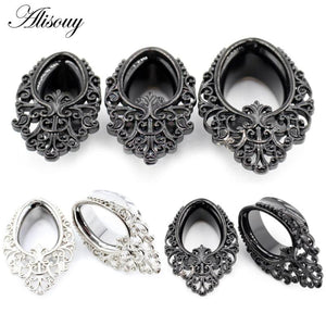 Water Drop Flower Stainless Steel Ear Piercing Plugs Body Jewelry 8-25mm