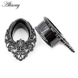 Water Drop Flower Stainless Steel Ear Piercing Plugs Body Jewelry 8-25mm