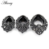 Water Drop Flower Stainless Steel Ear Piercing Plugs Body Jewelry 8-25mm
