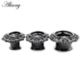 Water Drop Flower Stainless Steel Ear Piercing Plugs Body Jewelry 8-25mm
