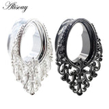 Water Drop Flower Stainless Steel Ear Piercing Plugs Body Jewelry 8-25mm