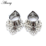 Water Drop Flower Stainless Steel Ear Piercing Plugs Body Jewelry 8-25mm