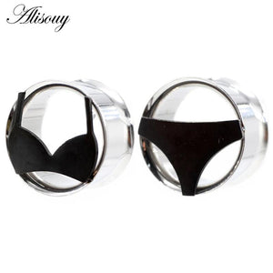 2pcs Stainless Steel Bikini Ear Piercing Stretcher Earrings Gauges