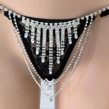 Sexy Body Chain Underwear Tassel Rhinestone Bikini Thong