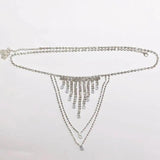 Sexy Body Chain Underwear Tassel Rhinestone Bikini Thong