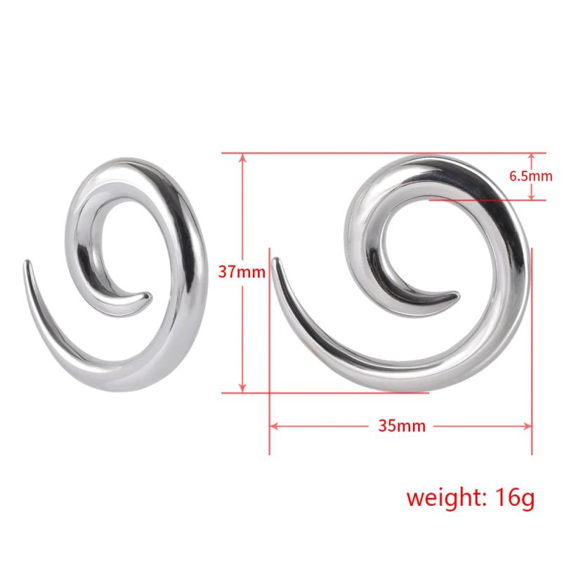 PAIR Stainless Steel Animal Spiral Ear Weights