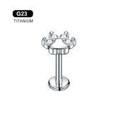 G23 Titanium Tragus Cartilage Bear Paw Internal Thread Earring