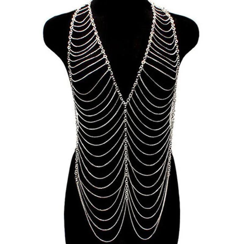 Punk Heavy Metal Tassel Body Chain Long Necklaces