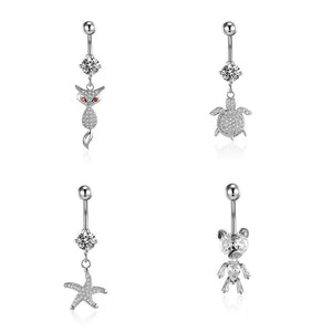 Sea Turtle Starfish Navel Earring Belly Piercing CZ Stone Belly Button Rings