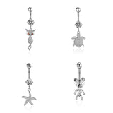 Sea Turtle Starfish Navel Earring Belly Piercing CZ Stone Belly Button Rings