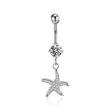 Sea Turtle Starfish Navel Earring Belly Piercing CZ Stone Belly Button Rings