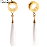 2pcs Pearl Pendant Ear Plugs Flesh Tunnels Gauges Ear Expander