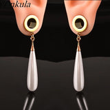 2pcs Pearl Pendant Ear Plugs Flesh Tunnels Gauges Ear Expander