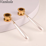 2pcs Pearl Pendant Ear Plugs Flesh Tunnels Gauges Ear Expander