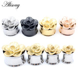 2PC Stainless Steel Flower Screw Flared Ear Tunnels Plugs 6-25mm