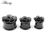 2PC Stainless Steel Flower Screw Flared Ear Tunnels Plugs 6-25mm