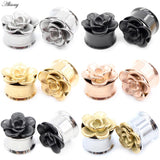 2PC Stainless Steel Flower Screw Flared Ear Tunnels Plugs 6-25mm