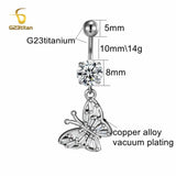 Titanium Belly Button Rings 14G Barbell Dangle Charms Navel