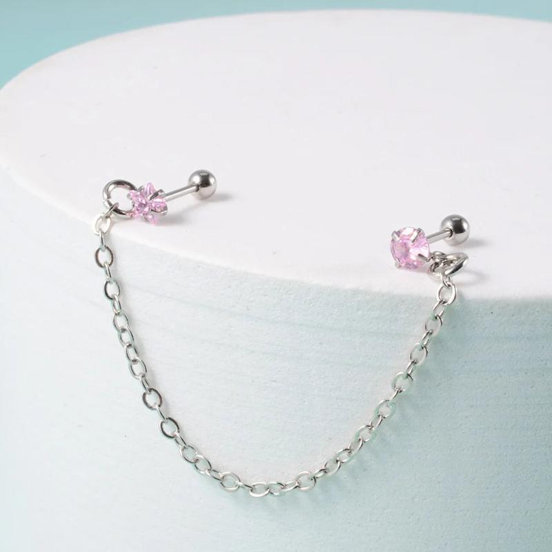Heart Wing Chain Pendant Stud Earrings Jewelry