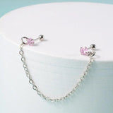 Heart Wing Chain Pendant Stud Earrings Jewelry