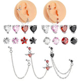 Heart Wing Chain Pendant Stud Earrings Jewelry