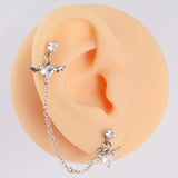 Heart Wing Chain Pendant Stud Earrings Jewelry