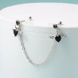 Heart Wing Chain Pendant Stud Earrings Jewelry