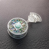 Opal Gem Pendant Ear Plugs Stainless Steel Fan Type Ear Stretched Rings