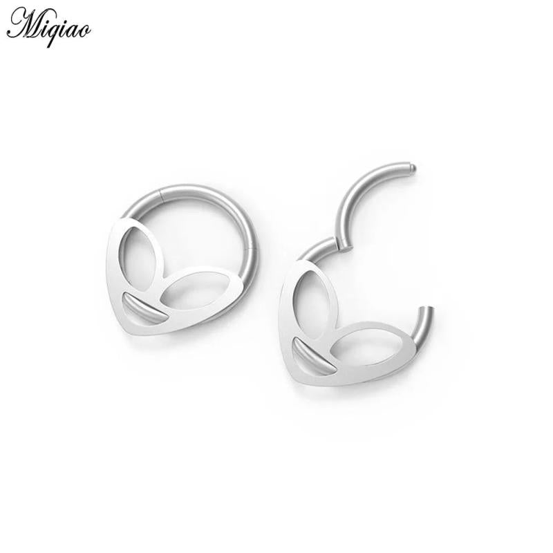 Miqiao 2 Pcs Alien Snap Piercing Nose Ring Stainless Steel