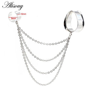 Stainless Steel Water Drop Ear Tunnel Plug Expander Earrings