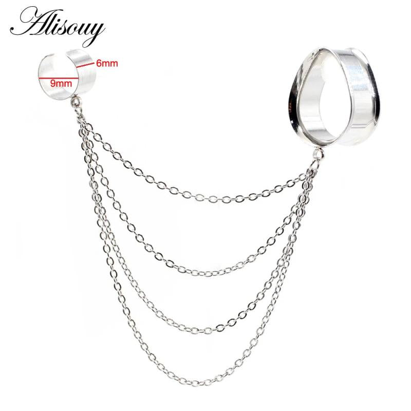 Stainless Steel Water Drop Ear Tunnel Plug Expander Earrings