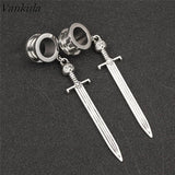Vankula Stainless Steel Dangle Earrings Ear Plugs Tunnels