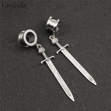 Vankula Stainless Steel Dangle Earrings Ear Plugs Tunnels